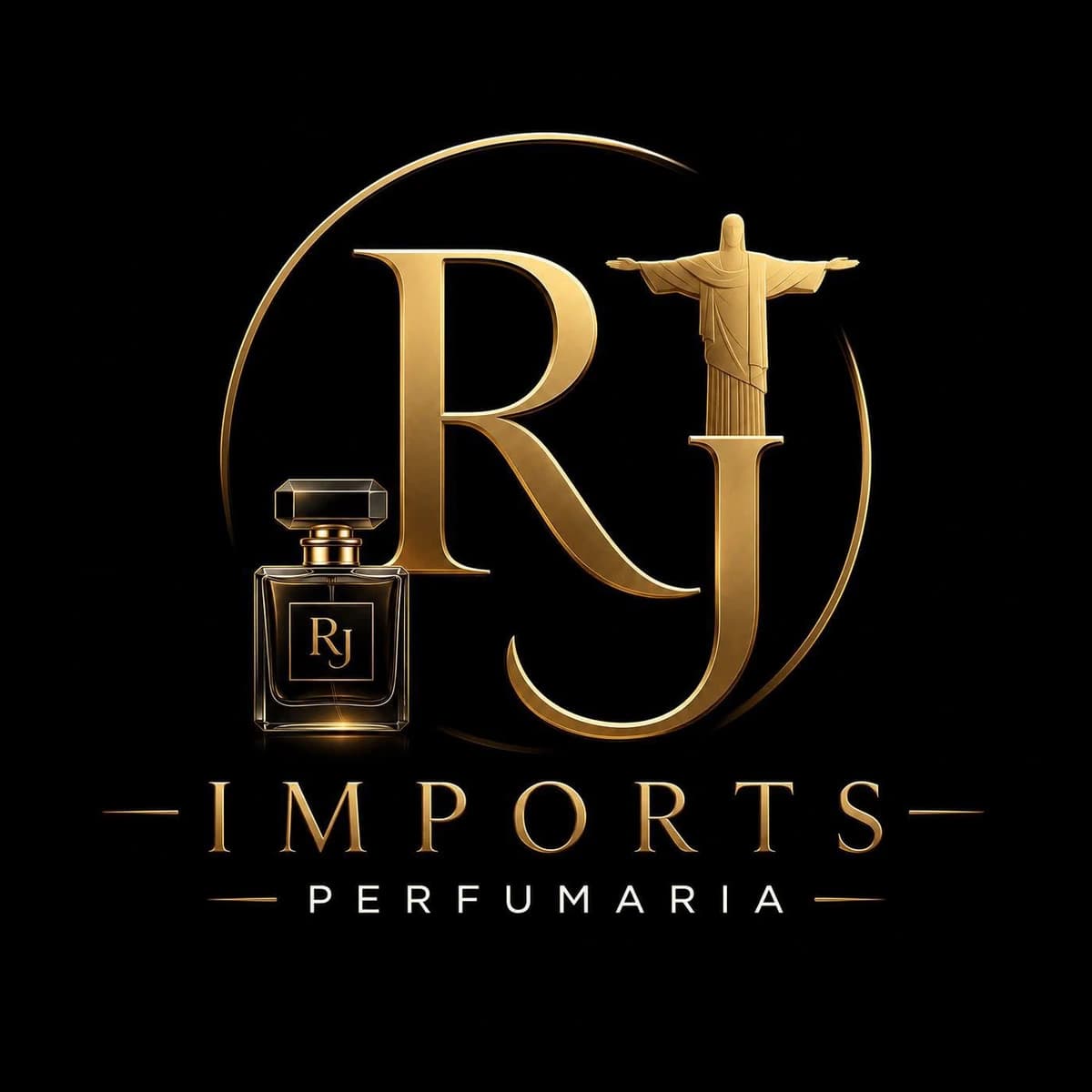 Logo circular da RJ Imports Perfumaria